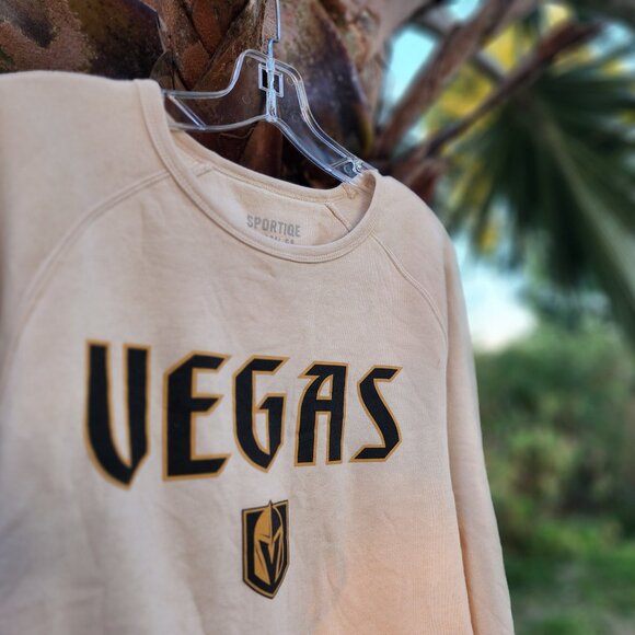 Vegas Golden Knights Sportiqe Crewneck Sweatshirt Hockey L- CREAM BEIGE - Picture 1 of 5